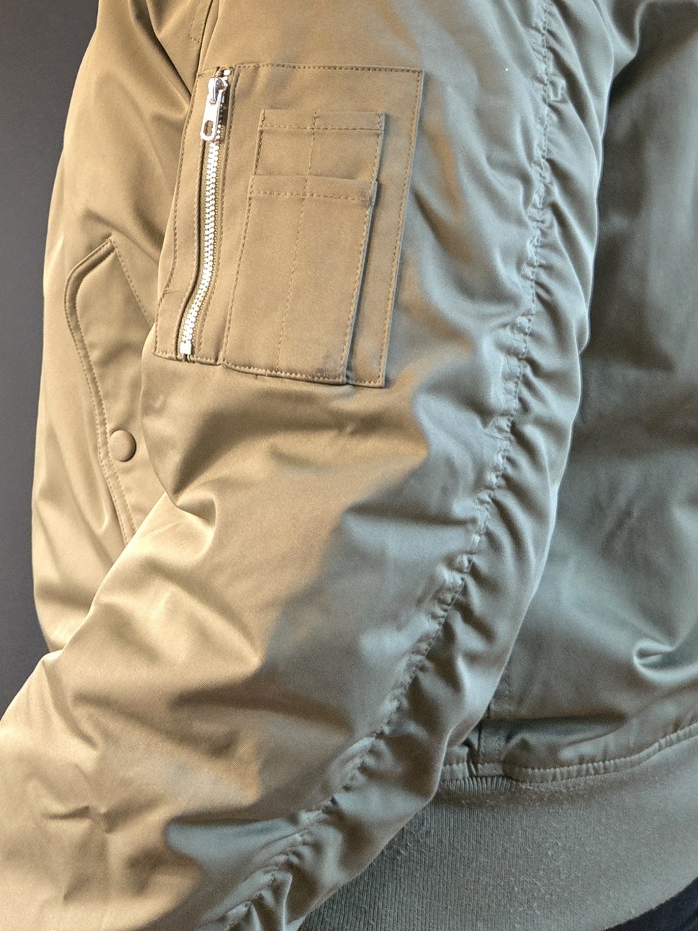 mango | oversized jacket bomber | crew neck | olive | us xxl - Picture 3 of 12